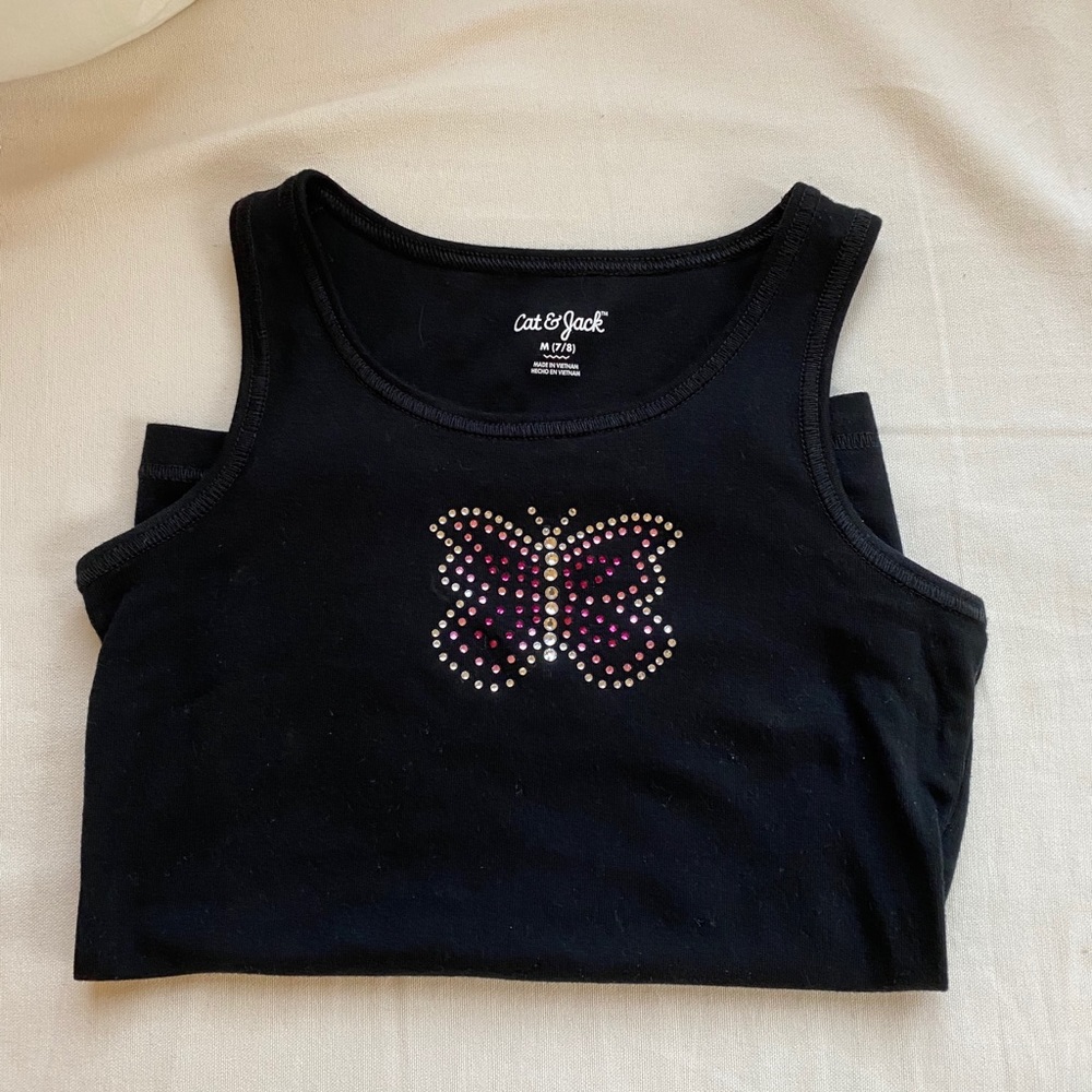y2k rhinestone butterfly top